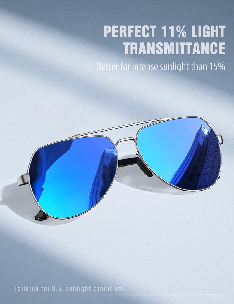 LUENX Aviator Sunglasses for Men Women Polarized New Shades Large Metal Frame - UV 400 Protection - Image 3